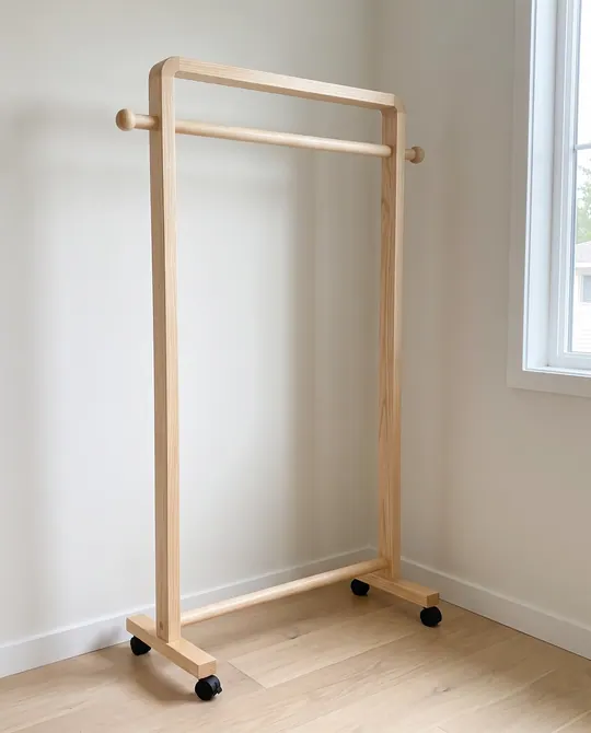 Kệ treo quần áo màu gỗ mộc