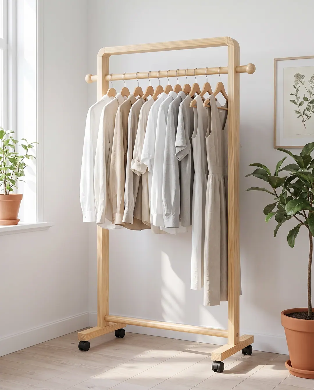 Kệ treo quần áo đặt trong phòng ngủ