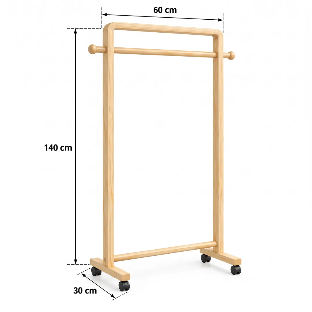 Kệ treo quần áo gỗ màu nâu óc chó